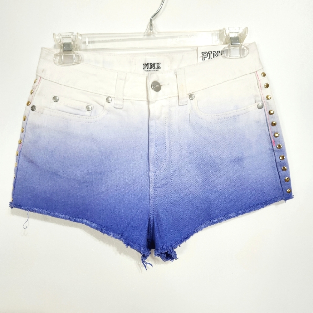 PINK Victoria's Secret | NWT Ombre Cheeky Cut Off Denim Shorts White Pur…